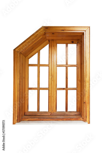 Wooden casement window isolated exterior side