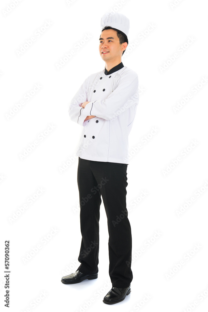 Portrait of confident male chef smiling isolated on white backgr Portrait of confident male chef smiling isolated on white backgr