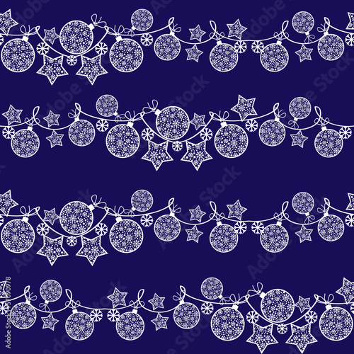 vector seamless pattern with Christmas garland