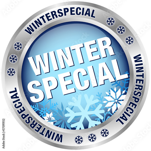 Button "Winterspecial" blau/silber
