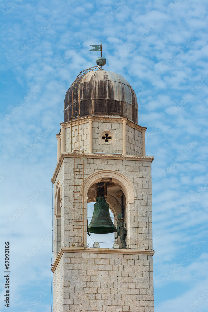 Dubrovnik famous clock tower in Luza Square - obrazy, fototapety, plakaty 