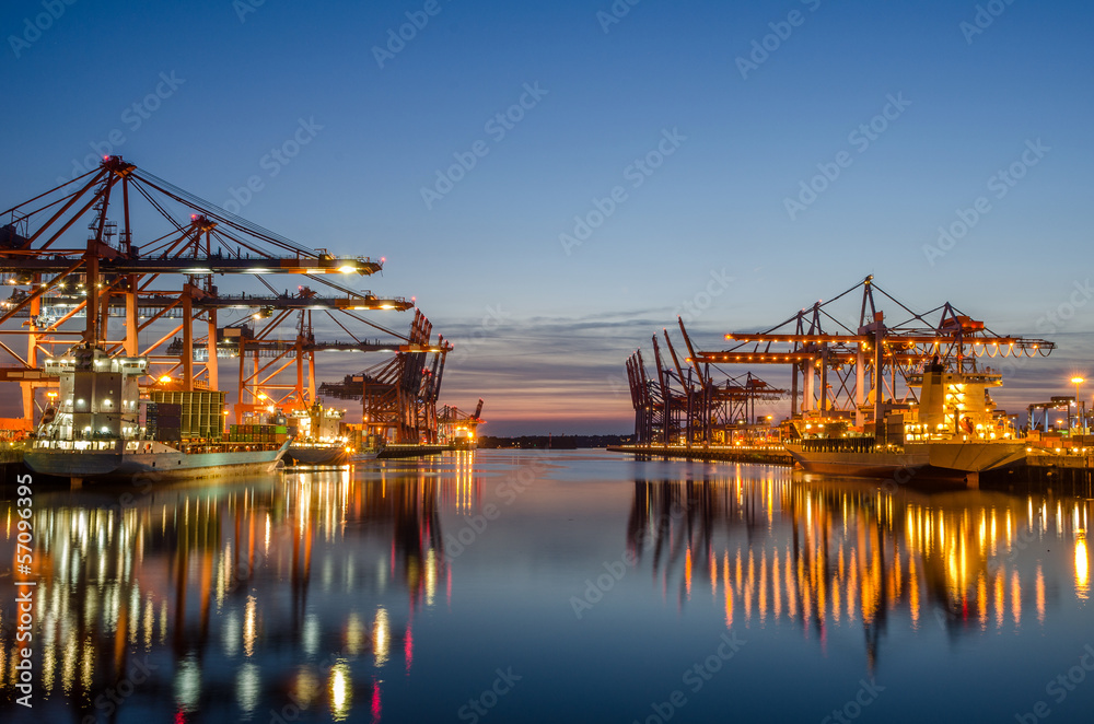 Harbor of Hamburg with container ships