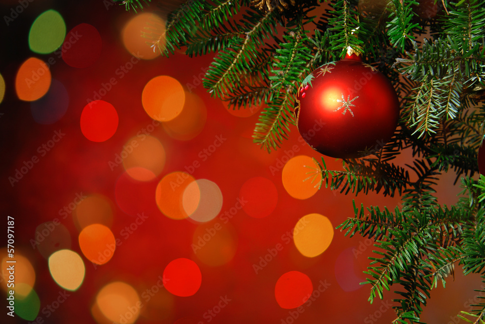 Christmas Tree Bauble on luminous background