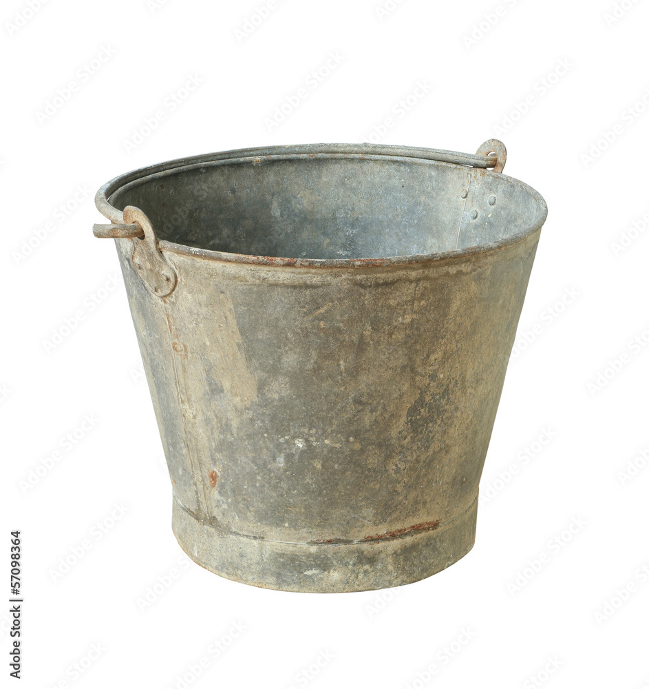 Old metal bucket isolated on white background Old metal bucket isolated on white background