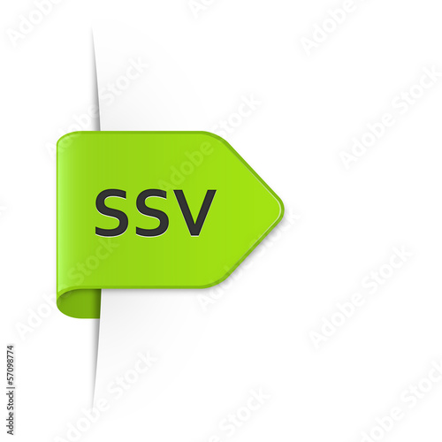 Sommerschlussverkauf, SSV – Grüner Sticker Pfeil mit Schatten