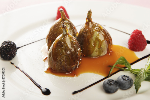 caramelized figs on plate photo