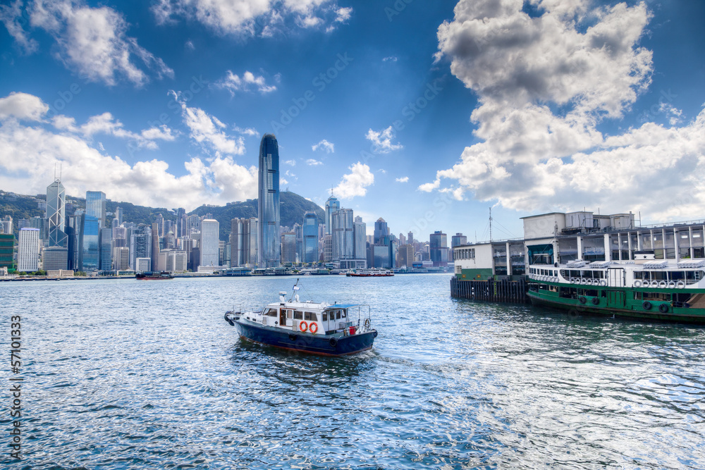 Obraz premium Port Wiktorii w Hongkongu