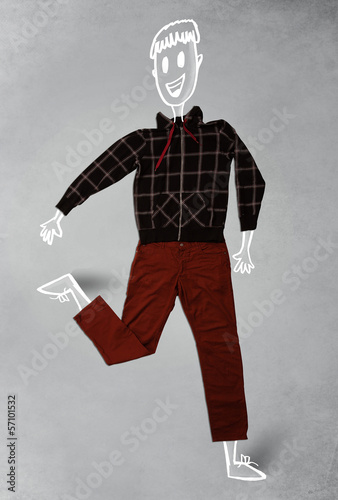 Hand drawn funny character in casual clothes
