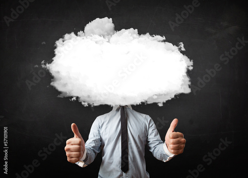 Business man with white cloud on his head concept