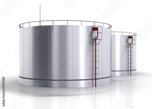 Oil storage tank on a white background