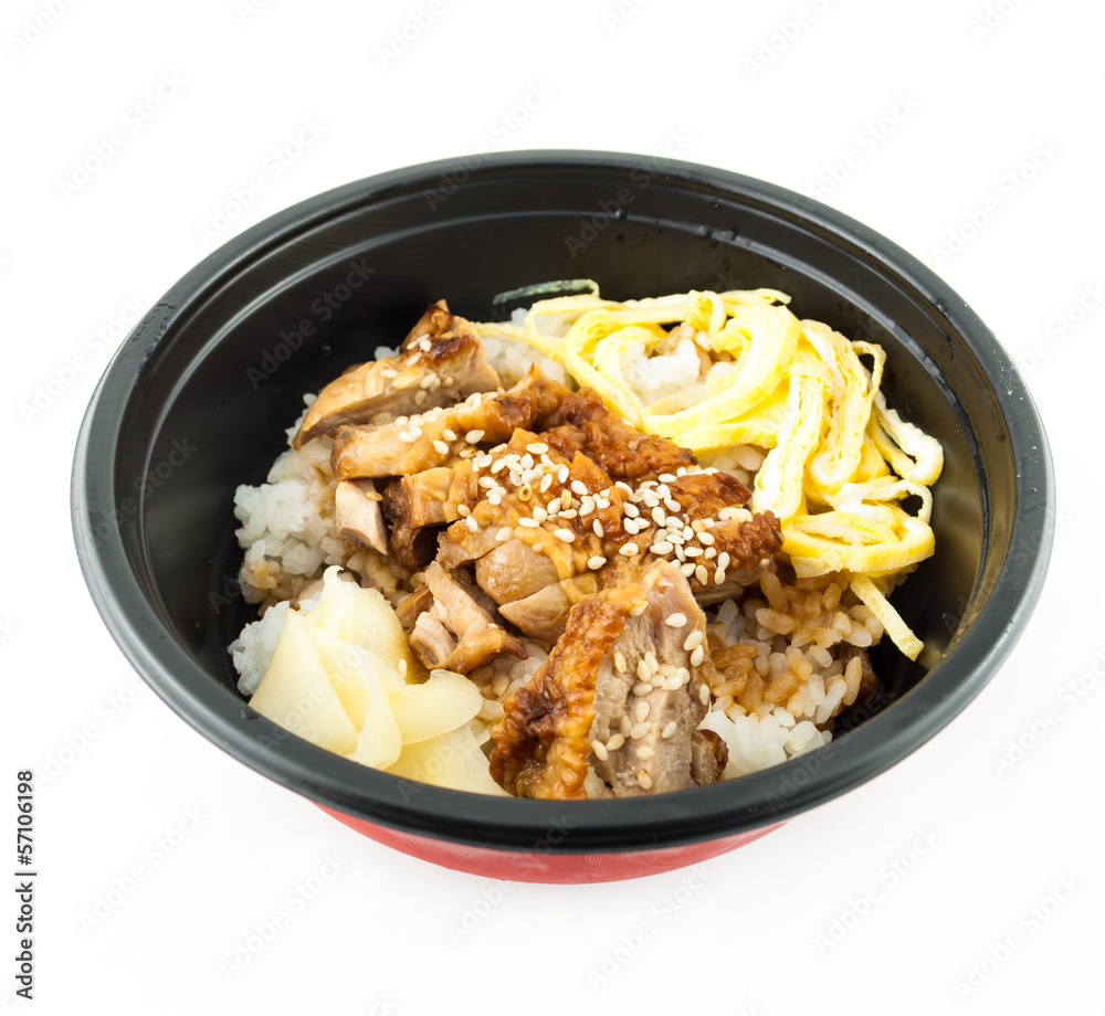 Japanese food rice serves with chicken in Teriyaki sauce Japanese food rice serves with chicken in Teriyaki sauce