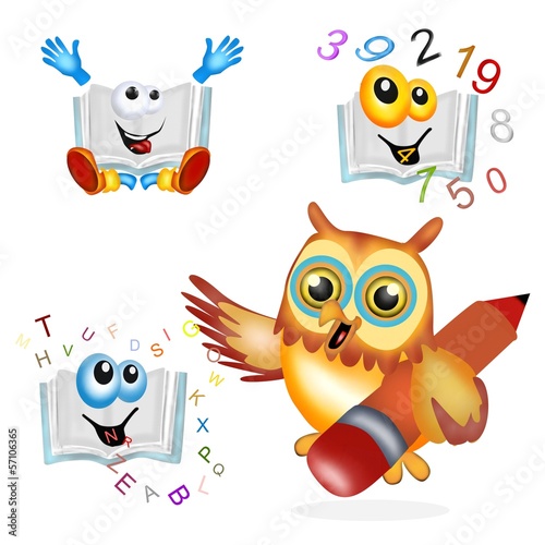 gufo con libri matti