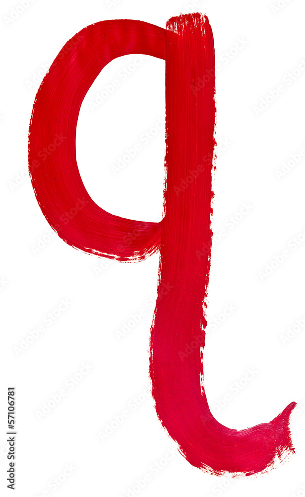 letter q hand painted by red brush letter q hand painted by red brush