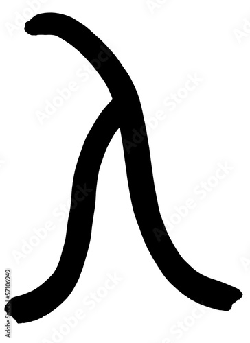 Canvastavla greek letter lambda hand written in black ink