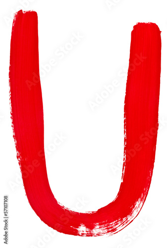 letter u hand painted by red brush photo