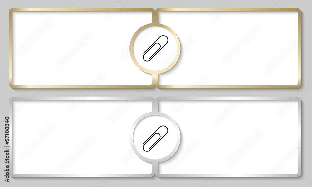 silver and golden text boxes with paper clip silver and golden text boxes with paper clip