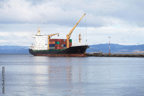 Cargo container ship in the port