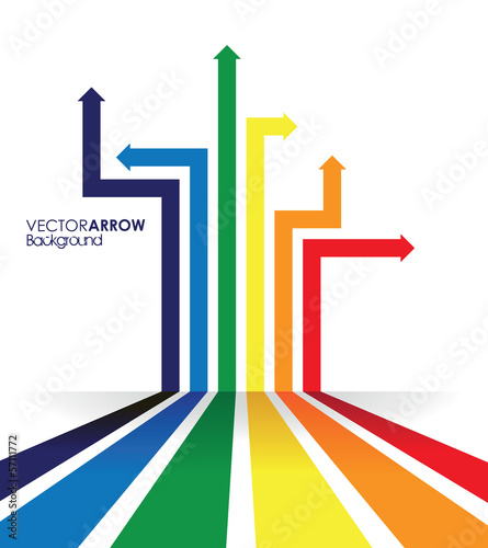 a rainbow coloured arrow line perspective background