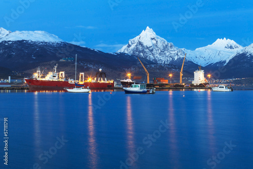 Cargo container ships in the port of Ushuaia, Argentina © sunsinger