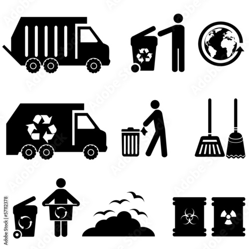 Trash, recycle and garbage icons