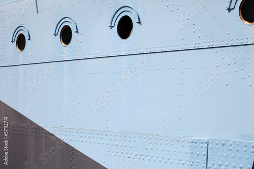Fotografie Ship window steel blue background
