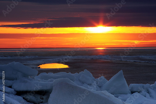 sunset on lake in a lake