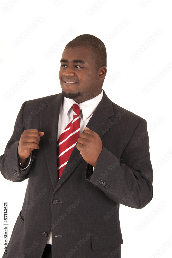 © sixdays - African American model in gray business suit red striped tie wit © sixdays - African American model in gray business suit red striped tie wit