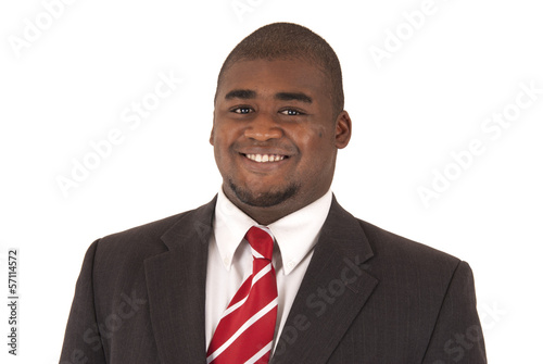 Smiling African American male model in business suit