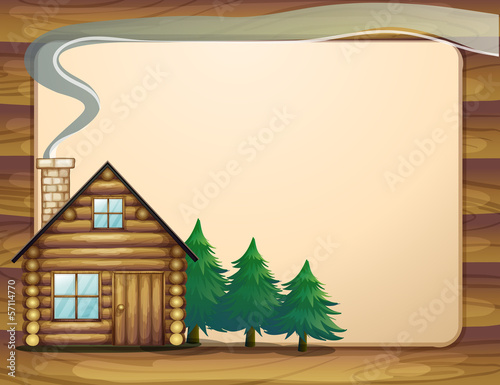 A house in front of the empty wooden template