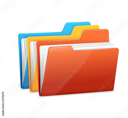Three folders with paper