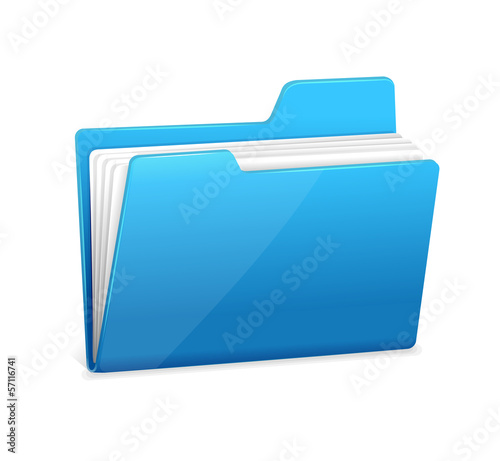 Blue file folder with documents