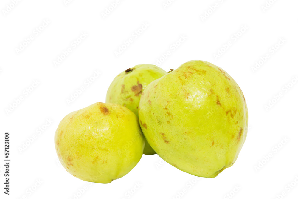 Guava fruit over white background