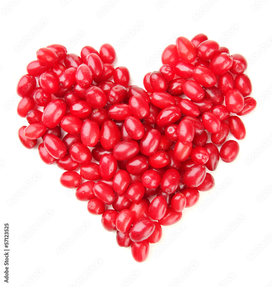 Fresh cornel berries isolated on white Fresh cornel berries isolated on white