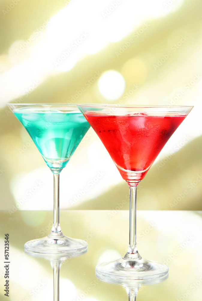 Cocktails on bright background