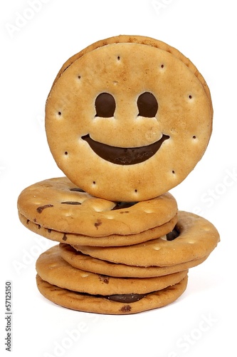 Stack of Biscuits Smile on white background