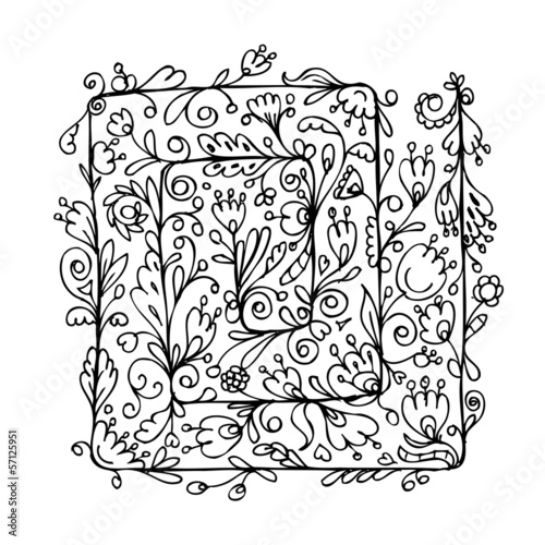 Floral ornament, hand drawn sketch for your design