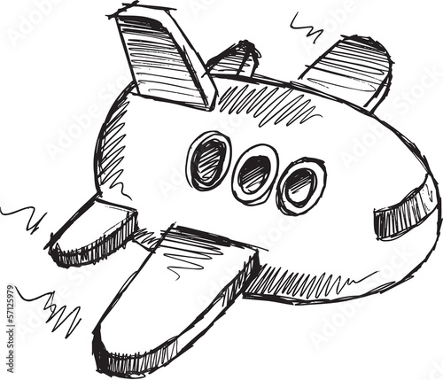 Sketch Doodle Drawing Jumbo Jet Vector Art