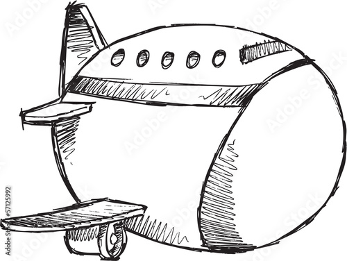 Sketch Doodle Drawing Jumbo Jet Vector Art