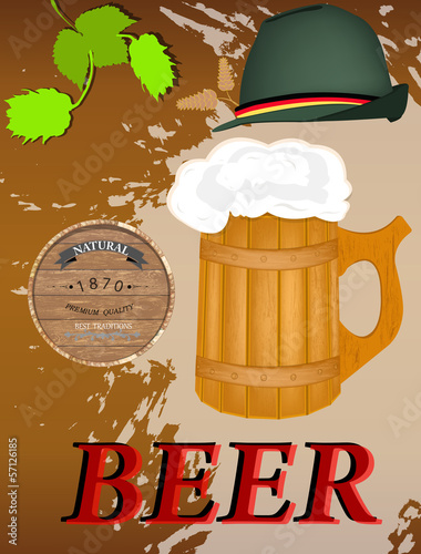 Best traditional fresh cold Beer. Restaurant menu. Vector