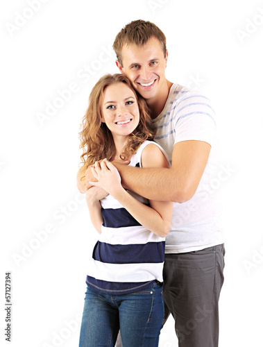 Young couple isolated on white