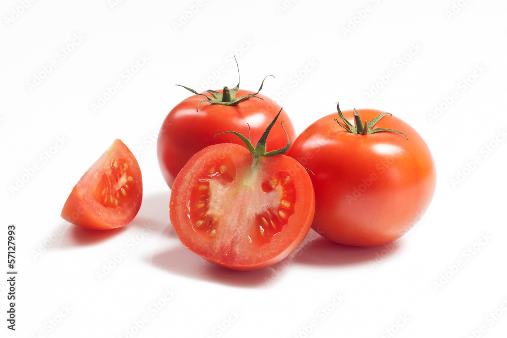 Several red tomato on white background Several red tomato on white background