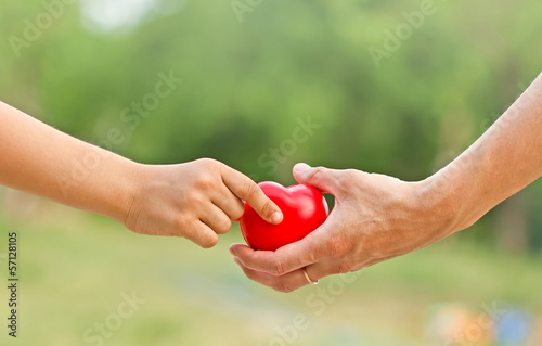 A child receives mother's love and care