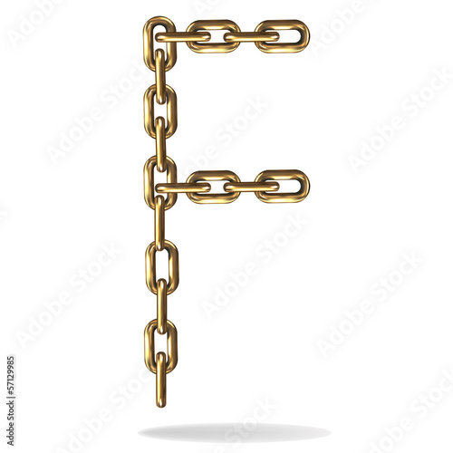 Golden Letter F, made with chains
