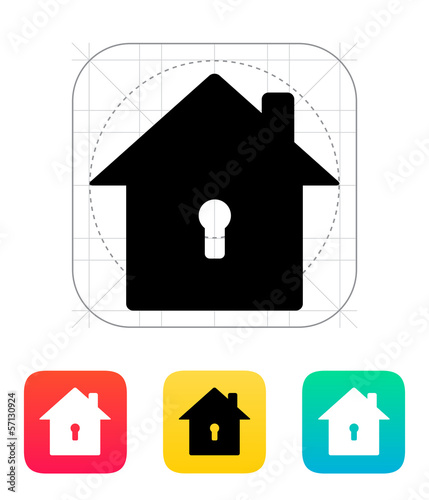 Abstract home with keyhole icon.