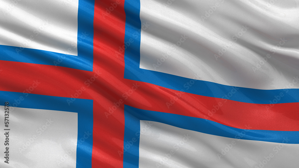 Obraz premium Flag of Faroe Islands waving in the wind