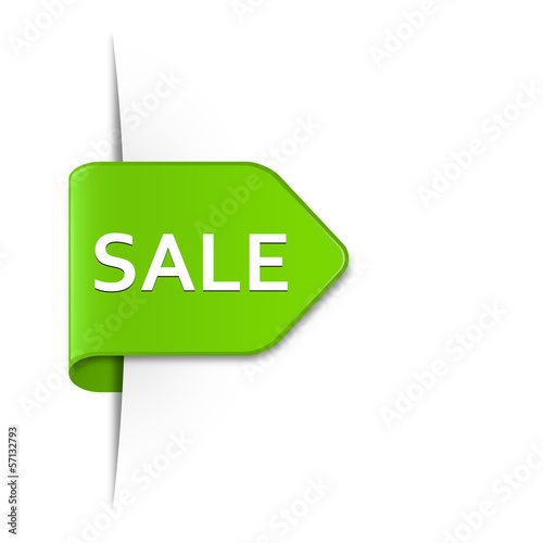 Sale green arrow sticker with drop shadow
