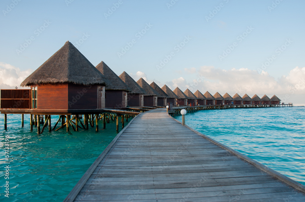 overwater bungalows in Maldives, paradise island