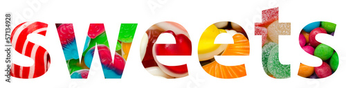 Sweets Word Made Of Colorful Delicious Candy