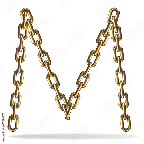 Golden Letter M, made with chains