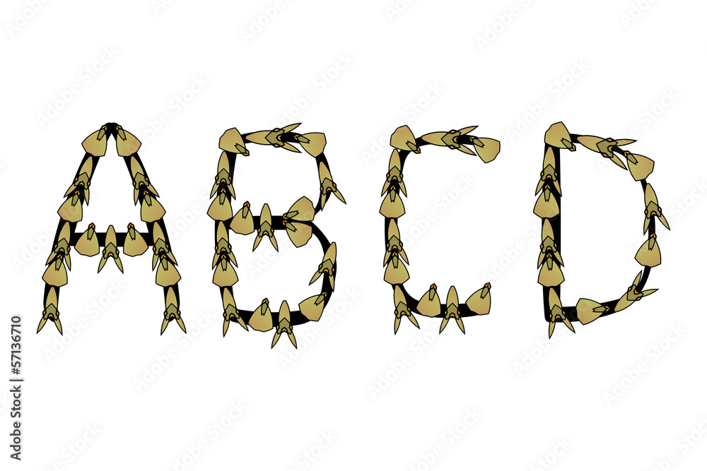 Fototapeta premium The letters of alphabet painted in style ethnic